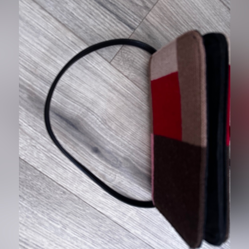 Vintage Kate Spade Needlepoint Pink, Red, & Brown Colorblock Clutch - Picture 5 of 10